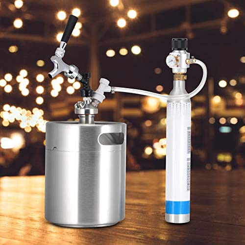 CO2 Tank Beer, Zubehör für Soda-Ausrüstung, Ladegerät, Kegerator Regulator mit Reliefventil, Draht, Tr21x4, Aluminium, zum Brauen von Bier Draft Soda Keg Pressure for Homebrew T21x4 Thread von Akozon