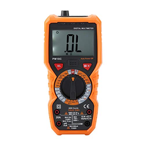 Digitales Multimeter PEAKMETER PM18C 6000 zählt intelligente Temperaturmessgeräte Spannungsprüfgerätes True RMS Backlight Display Strom Widerstand Kapazität Frequenz NCV Tester Diodentest von Akozon