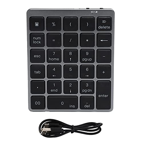 Akozon Drahtloser Ziffernblock, Desktop-Computer-Zubehör für tragbaren mechanischen Bluetooth-Ziffernblock Wire 3.0 Slim 28 Keys Keyboard Financial Accounting Notebook Computer von Akozon