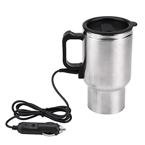 Elektrischer Teekessel, 12 V 450 Ml Edelstahl Reiseheizung Tasse Kaffee Tee Auto Tasse Becher Warmwasserbereiter Becher für Auto von Akozon