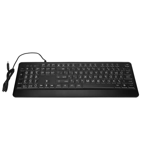 Ergonomische Tastatur mit Hintergrundbeleuchtung, Multimedia-Schnittstelle mit weißer LED-Hintergrundbeleuchtung und USB-Kabel von Akozon
