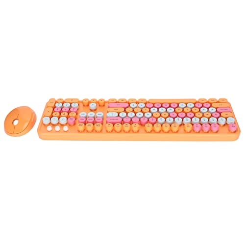Farbenfrohe Kabellose Computer-Tastatur-Maus-Kombination, 104 Tasten, Ergonomische Cu-Schreibtisch-Operator-Combos, Spielki für Mädchen, Arbeit, Gaming, Milchfarben, Gemischte von Akozon