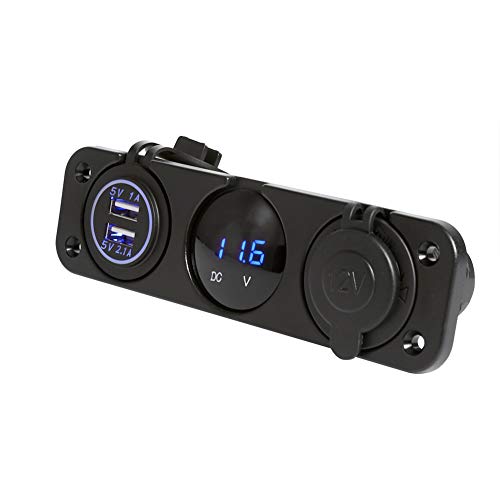 Feuerzeugbuchse Voltmeter Digital 12V Steckdose Wasserdichtes Auto Boot 3-Loch Panel Dual USB Ladegerät Blaue LED Voltmeter 12V Buchse Feuerzeugbuchse Voltmeter Digital 12V Steckdose Wasserdichtes Auto Boot 3-Loch Panel Dual USB Ladegerät Blaue LED Voltmeter 12V Buchse von Akozon