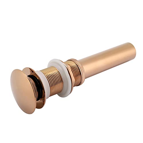 G1-1/4 Zoll Ablaufgarnitur Montage, G1 1/4 Zoll Brass Bathroom Becken Sink Up Abfluss Zusammenklappbar Messing Spüle Ablaufstopfen Wasserhahn Badezimmer ohne Überlauf (Rose Gold) von Akozon