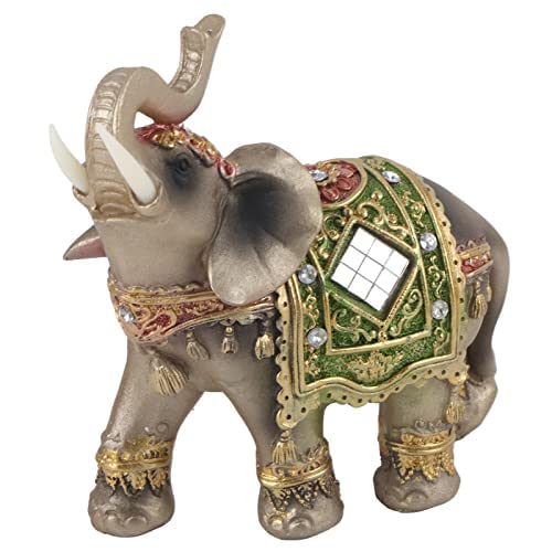 Akozon Glückselefant Elefant Statue Glück Feng Shui Grüne Elefant Statue Skulptur Reichtum Figur Geschenk Hauptdekoration(L) von Akozon