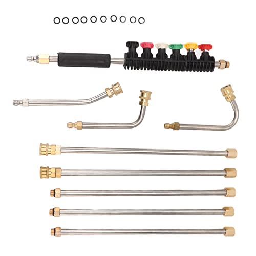Hochdruckreiniger-Verlängerung, Stangenset, Power-Lanze mit 6 Düsen, 1/4-Zoll-Schnellverbindungsstab, 5 Gerade, 3 Kurven von Akozon