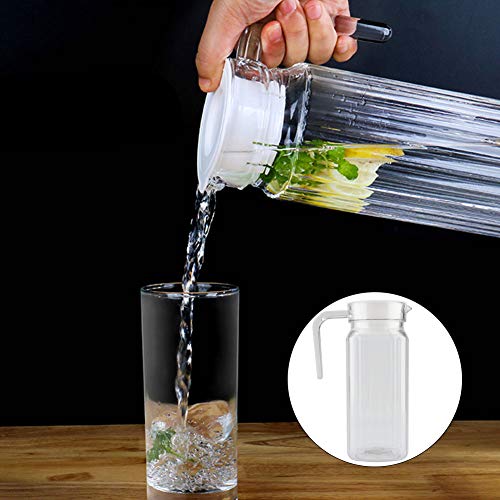 Kleiner Glaskrug, Transparente Acryl-Saftflasche mit Deckel 500 Ml Pl Kalter Krug Deckel für Bar Home Kunststoffkrug Gestreiftes Wassereis (800 ml) von Akozon