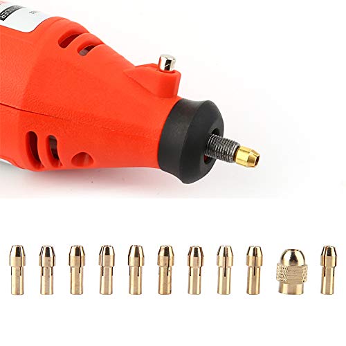 Mandrin Perceuse Dremel, Spannzangen-Set für Elektrische Mini-Spannzangen, Drehwerkzeug, Schleifer, Drehwerkzeug, 0,5–3,2 Mm, 11 Stück, 4-Backen-Kupferbohrfutter von Akozon