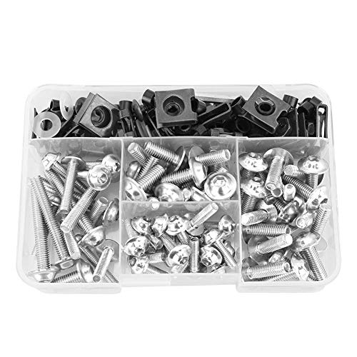 Motorrad Schrauben Set, Akozon 177pcs Aluminium Schrauben Verkleidungsschraubensatz Universal M5 M6 Dekorative Abdeckung für Sportbikes(Silber) von Akozon