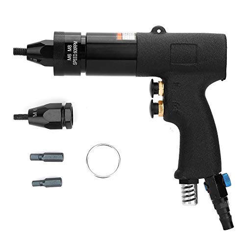 Pneumatische Nietpistole schwarz,Pneumatic Riveting Gun Pull Nut Automatic Air Riveter pneumatisches Nietwerkzeug Tool (KP-739A) mit Zugmutter (M6 / M8) von Akozon