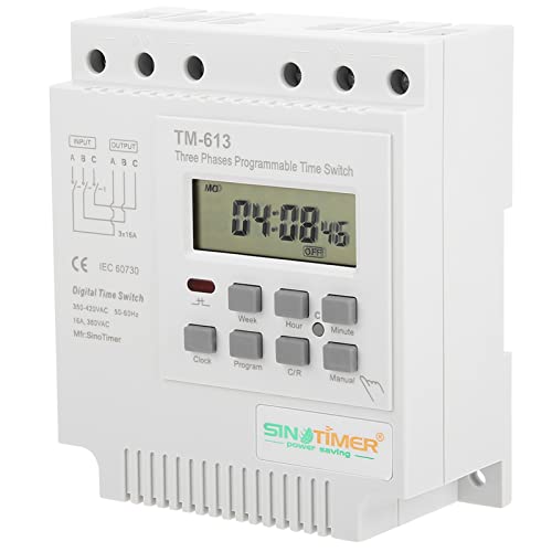 Programmierbares Zeitrelais, TM-163 Zeitschalter Leistungssteuerung Speicher Aus Programmierbar Wöchentlich Digital Dreiphasig 380 V Max. Zeiteinstellung 168 Stunden Ausgang Dire Programmierbares Zeitrelais, TM-163 Zeitschalter Leistungssteuerung Speicher Aus Programmierbar Wöchentlich Digital Dreiphasig 380 V Max. Zeiteinstellung 168 Stunden Ausgang Dire von Akozon