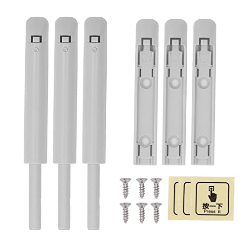 Push-Open-Türverschluss, 3-teiliger Riegel, Weit Verbreitet, Oxidationsbeständig, Dämpfer, groß, für Schrank, Grau, Kleiderschrank Push-Open-Türverschluss, 3-teiliger Riegel, Weit Verbreitet, Oxidationsbeständig, Dämpfer, groß, für Schrank, Grau, Kleiderschrank von Akozon