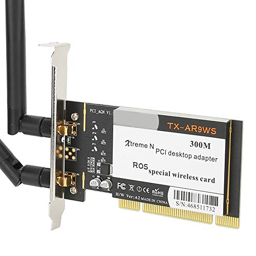 TX-AR9WS AR9220 PCIe-WLAN-Karte, 300 Mbit/s 802.11bgn PCI-Desktop-Adapter Drahtlose Netzwerkkarte 2 Antenne AR9223-Draht mit Wi-Fi Express 802.11bgn für Win XP WIN7 WIN8 WIN10-Unterstützung von Akozon