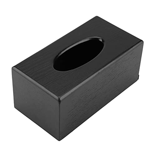 Taschentuchbox aus Bambusholz Rechteckig Elegance Holz Taschentuchbox für Mattschwarze Abdeckung Wohnzimmer Schlafzimmer Küche (schwarz) Rechteckig Natur (Schwarz) von Akozon