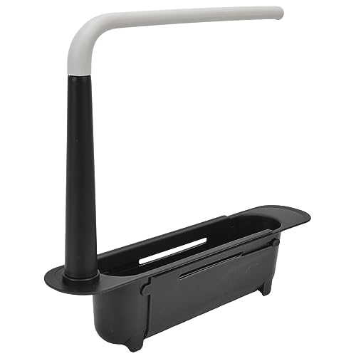 Teles Spülbecken-Aufbewahrungsregal, Länge Frei, Große Kapazität, PP, Erweiterbare Spüle für Küchenspüle, Gelb, für den Heimgebrauch, Multifunktionales Zubehör (BLACK) von Akozon