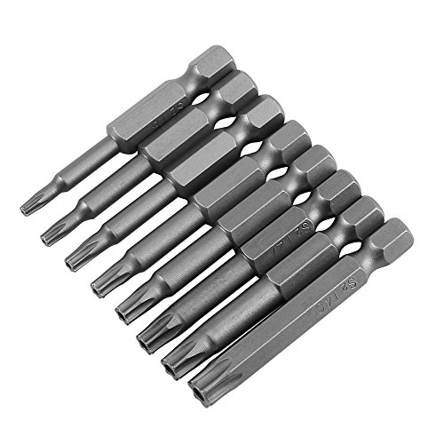 Torx Bits Akozon 8 Stück Magnetic T8-T40 Star Schraubendreher mit 1/4 Zoll Sechskantschaft Bits Set 50mm lange Stahl Sicherheit Handwerkzeuge Schrauieher Kit von Akozon