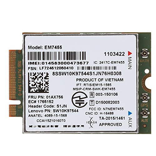 Tragbares 4G-LTE-Modul für ThinkPad, für T460 T460p T460s UMTS HSDPA HSPA+ Laptop-Karte Netzwerkkarte EM7455 Eingebauter Qualcomm-Chipsatz NGFF M.2-Schnittstelle T470 T470S T470P X260 X27 von Akozon