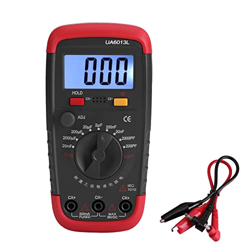 UA6013L Kapazitätsmessgerät, UYIGAO Digitales Batteriebetriebenes Kondensatormessgerät, Testbereich 0,1 PF Bis 20.000 UF Kondensatormessgerät Tester 6013L LCD-Display mit für von Akozon