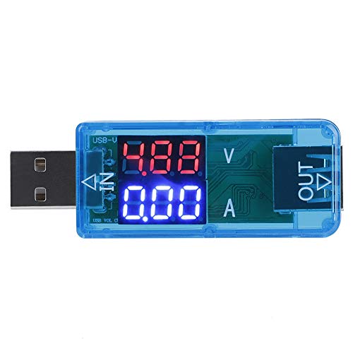 USB Tester, Akozon USB Digital Farb LCD Strom Spannung Meter Voltmeter Amperemeter Strommesser Multimeter Ladegerät Kapazität Power Charger Detector (Blau) von Akozon