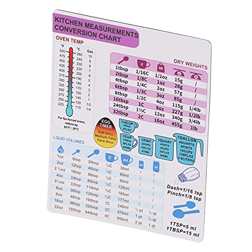 Umrechnungstabelle für die Küche, Umrechnungstabelle für die Küche, Magnetischer Magnetofen, Temperaturleitfaden, Kochzubehör (1 Stück), Backgewicht, Flüssigkeitstemperatur von Akozon