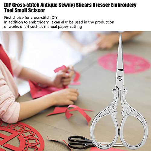 Vintage craft shears,DIY Cross stitch Antique Sewing Shears Dresser Embroidery Tool diy kreuzstich nähen schere kleine kommode Small Scissor(silver) stickerei werkzeug(Silver) von Akozon