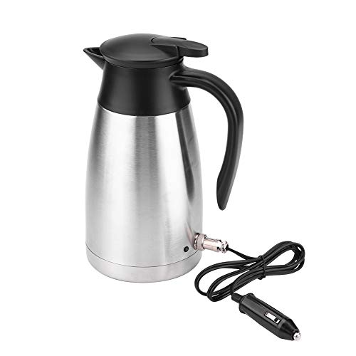 wasserkocher 12 volt + Elektrischer Wasserkocher 1000 ml 12 V / 24 V Edelstahl Elektrischer Wasserkocher im Auto Tragbare Reisethermosen Heizwasserflasche von Akozon