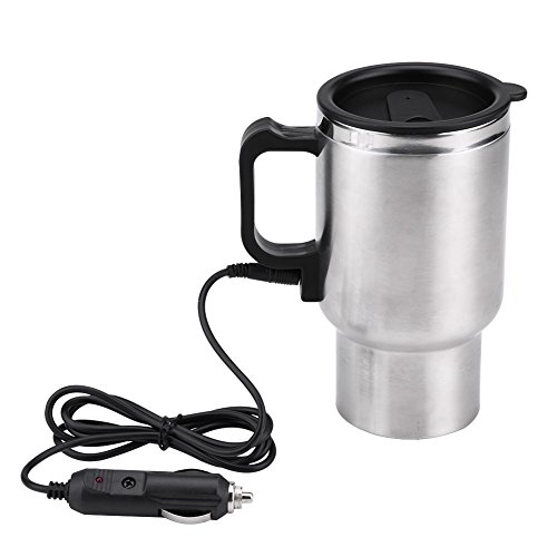 wasserkocher Auto 12V 450ml Edelstahl Elektro Wasserkocher Heizung Trinkbecher Becher Flasche Reisen Ersatz Zubehörteil von Akozon