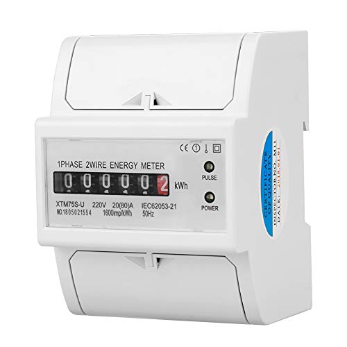 watmer,220V Digital 1 phase 2 Wire 4P Din Rail Electric Meter Electronic 220 V DIN-Schiene Stromzähler, Phase Stromzähler KWh Meter(20(80) A) Draht 4 P, XTM75S-U Meter(20(80) A) von Akozon