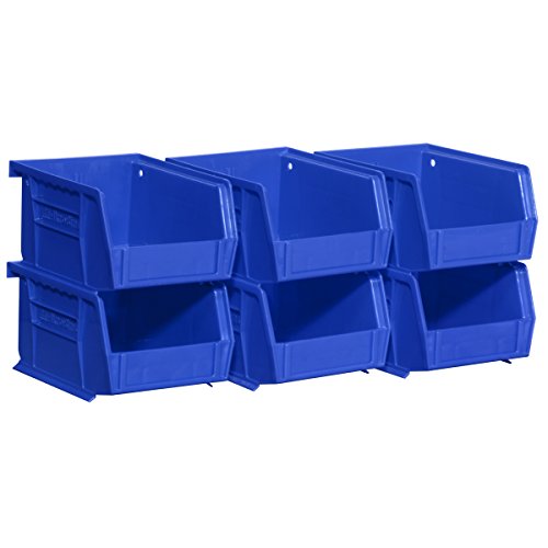 akro-mils 30210 AkroBins Kunststoff-Aufbewahrungsboxen zum Stapeln, für Handwerk und Geräte, 6er-Pack, 08212Blue von Akro-Mils