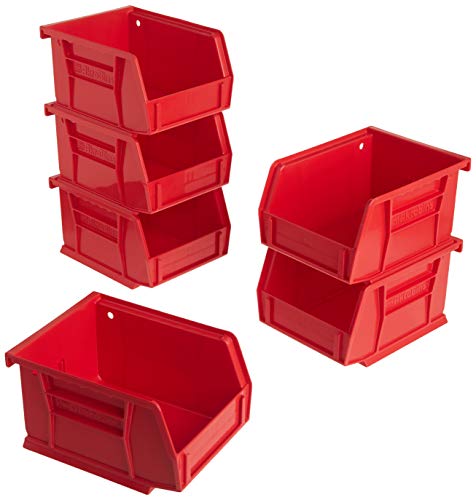 akro-mils 30210 AkroBins Kunststoff-Aufbewahrungsboxen zum Stapeln, für Handwerk und Geräte, 6er-Pack, 08212RED von Akro-Mils