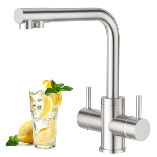 Aktines 3 Wege Küchenarmatur, Doppelhebel Armatur Wasserhahn Trinkwasserhahn Spültischarmatur Spülenarmatur Küche für Wasserfilter Osmose Edelstahl, gebürstet Aktines 3 Wege Küchenarmatur, Doppelhebel Armatur Wasserhahn Trinkwasserhahn Spültischarmatur Spülenarmatur Küche für Wasserfilter Osmose Edelstahl, gebürstet von Aktines