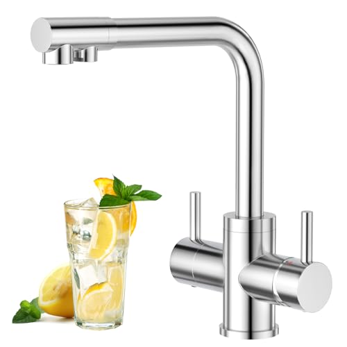 Aktines 3 Wege Küchenarmatur, Doppelhebel Armatur Wasserhahn Trinkwasserhahn Spültischarmatur Spülenarmatur Küche für Wasserfilter Osmose Edelstahl, verchromt poliert Aktines 3 Wege Küchenarmatur, Doppelhebel Armatur Wasserhahn Trinkwasserhahn Spültischarmatur Spülenarmatur Küche für Wasserfilter Osmose Edelstahl, verchromt poliert von Aktines