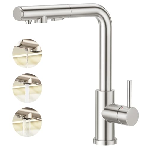 Aktines 3 Wege Küchenarmatur mit 3-Funktion-Brause ausziehbar, Spültischarmatur Spülenarmatur Armatur Wasserhahn Küche für Wasserfilter Osmoseanlagen Edelstahl gebürstet 110236 Aktines 3 Wege Küchenarmatur mit 3-Funktion-Brause ausziehbar, Spültischarmatur Spülenarmatur Armatur Wasserhahn Küche für Wasserfilter Osmoseanlagen Edelstahl gebürstet 110236 von Aktines
