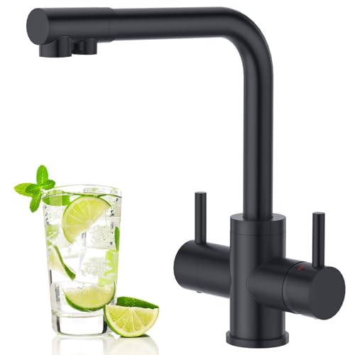 Aktines 4 Wege Küchenarmatur, Doppelhebel Armatur Wasserhahn Küche mit Trinkwasser und Sodawasser Spültischarmatur Spülenarmatur Küche für Wasserfilter und Sprudler Edelstahl, schwarz Aktines 4 Wege Küchenarmatur, Doppelhebel Armatur Wasserhahn Küche mit Trinkwasser und Sodawasser Spültischarmatur Spülenarmatur Küche für Wasserfilter und Sprudler Edelstahl, schwarz von Aktines