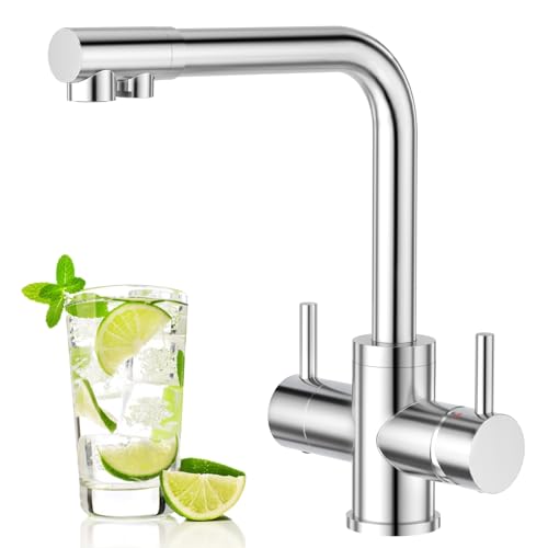 Aktines 4 Wege Küchenarmatur, Doppelhebel Armatur Wasserhahn Küche mit Trinkwasser und Sodawasser Spültischarmatur Spülenarmatur Küche für Wasserfilter und Sprudler Edelstahl, verchromt poliert Aktines 4 Wege Küchenarmatur, Doppelhebel Armatur Wasserhahn Küche mit Trinkwasser und Sodawasser Spültischarmatur Spülenarmatur Küche für Wasserfilter und Sprudler Edelstahl, verchromt poliert von Aktines