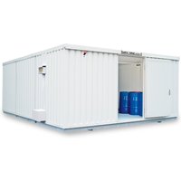 SAFE Tank Gefahrstoffcontainer Kombination 5000 ALG, isoliert, vormontiert, kunststoffbeschichtet RAL 9002, Maße außen 5380x6520x2520 mm, Doppelflügeltür (asymmetrische Teilung), mittig im Modul, Lagerfläche 30 m² von SAFE Tank