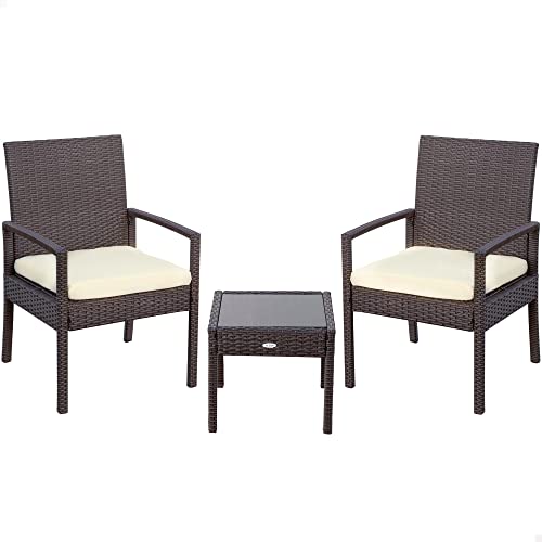 AKTIVE 61068 Rattan-Gartenmöbel 2 Sessel + 1 Tisch von AKTIVE