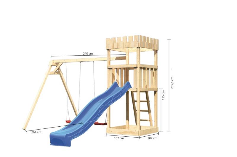 Akubi Kinderspielturm Ritterburg Löwenherz inkl. Wellenrutsche und Doppelschaukelanbau blau Akubi Kinderspielturm Ritterburg Löwenherz inkl. Wellenrutsche und Doppelschaukelanbau blau von Karibu