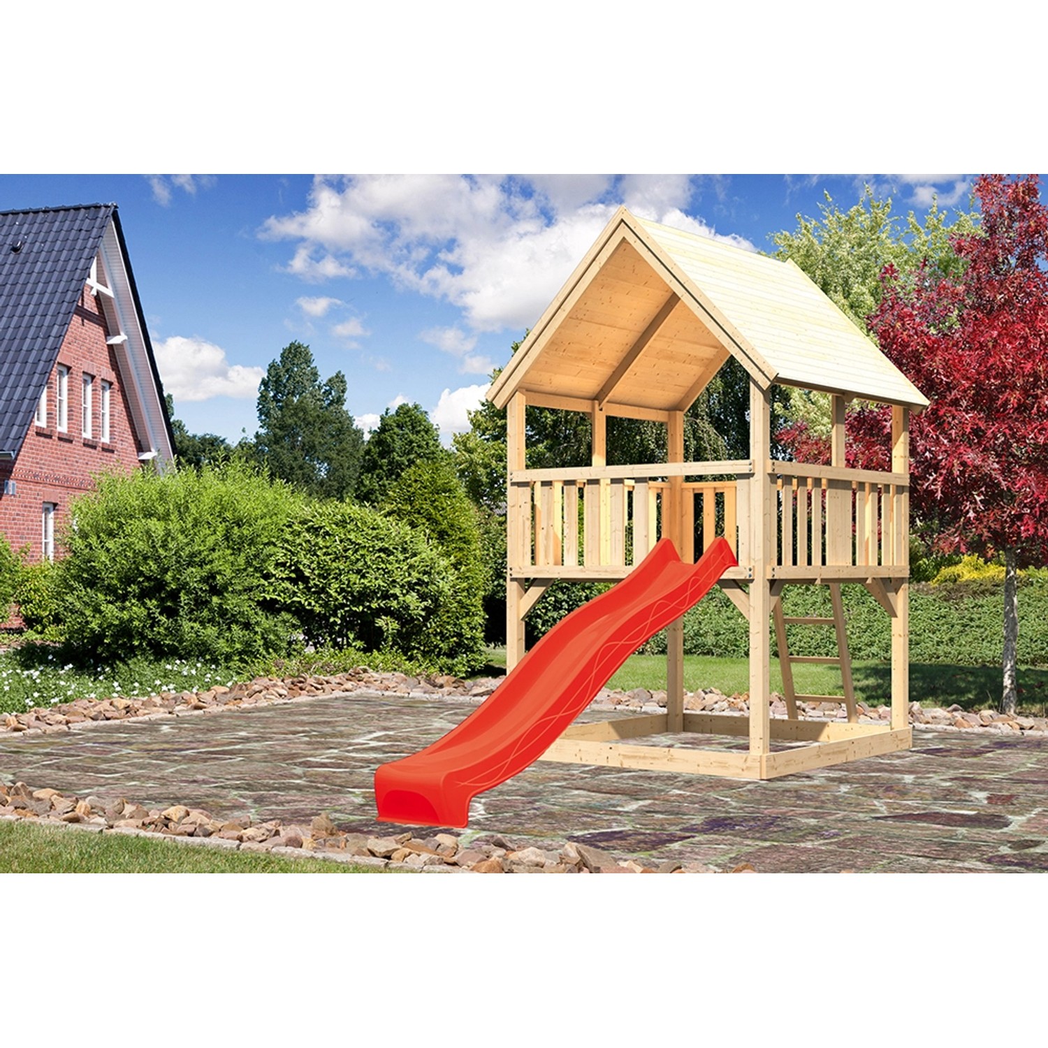 Karibu Spielturm Luis Satteldach m. Rutsche Set m. Rutsche Rot Karibu Spielturm Luis Satteldach m. Rutsche Set m. Rutsche Rot von Karibu
