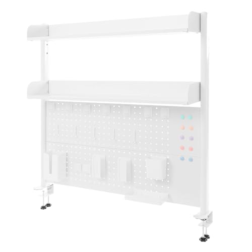 Akuoyiexemye 2 Ebenen Schreibtisch-Bücherregal Klemmregal 100×12,5×95cm Clip-on-Schreibtisch-Organisator, Klemmbare Pegboard Keine Bohrung (Weiß) von Akuoyiexemye