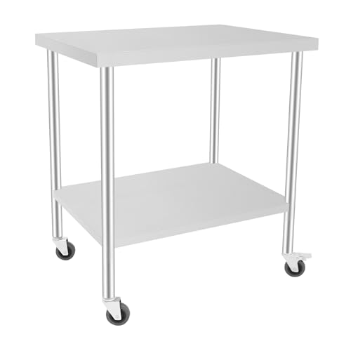 Akuoyiexemye Edelstahltisch mit Rollen, Edelstahl Catering Arbeitstisch Lebensmittelzubereitung Tisch Kommerzielle Arbeitstisch für Küche Bar Restaurant 76X60X85 cm Akuoyiexemye Edelstahltisch mit Rollen, Edelstahl Catering Arbeitstisch Lebensmittelzubereitung Tisch Kommerzielle Arbeitstisch für Küche Bar Restaurant 76X60X85 cm von Akuoyiexemye