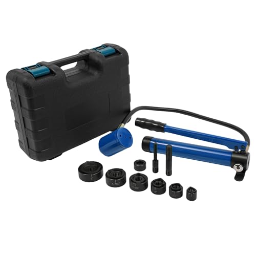 Hydraulischer Blechlocher, Manueller Lochstanzersatz, 80 kN Handpumpen Blechlocher mit 6 Stempeln, Geeignete Blechdicke 3,2 mm/0,13 Zoll (Blau) von Akuoyiexemye