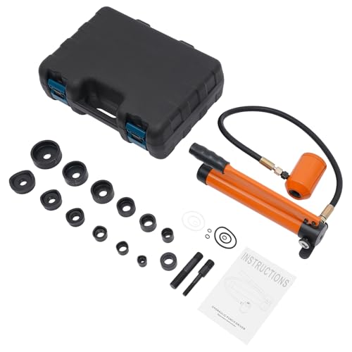 Hydraulischer Blechlocher, Manueller Lochstanzersatz, 80 kN Handpumpen Blechlocher mit 6 Stempeln, Geeignete Blechdicke 3,2 mm/0,13 Zoll (Orange) von Akuoyiexemye