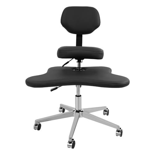 Kreuzbeiniger Bürostuhl, Criss Cross Stuhl mit Rädern, Meditationsstuhl, Ergonomischer Schreibtischstuhl Höhe des Sitzkissens (53–69 cm) für Orte wie Yogastudios, Büros, Schlafzimmer (Schwarz) von Akuoyiexemye