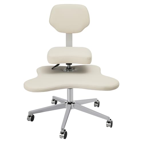 Kreuzbeiniger Bürostuhl, Criss Cross Stuhl mit Rädern, Meditationsstuhl, Ergonomischer Schreibtischstuhl Höhe des Sitzkissens (53–69 cm) für Orte wie Yogastudios, Büros, Schlafzimmer (Weiß) von Akuoyiexemye