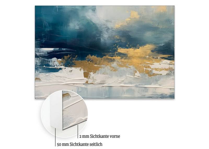 Akustikbild-Manufaktur Bild mit Rahmen „Blau mit Gold“ – modernes Akustikbild mit Schallschutz, Schallschutzbild mit sehr guten Schallabsorptions-Eigenschaften von Akustikbild-Manufaktur