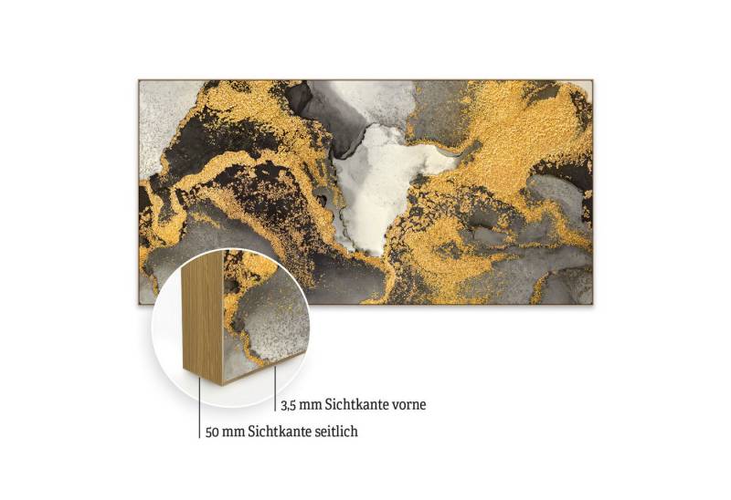 Akustikbild-Manufaktur Bild mit Rahmen Akustikbild "Goldene Tänzer" - hochwertiges Schallabsorber mit Design, Schallschutzbild mit sehr guten Schallabsorptions-Eigenschaften von Akustikbild-Manufaktur