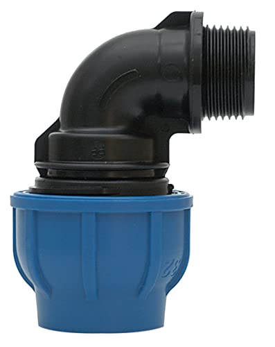 PP-Fitting 32mm 90° Winkel mit 1" Außengewinde - PE Rohr - 90 Grad mit AG Gewinde Zoll PE Verschraubung Klemmverbinder PN16, DVGW PP-Fitting 32mm 90° Winkel mit 1" Außengewinde - PE Rohr - 90 Grad mit AG Gewinde Zoll PE Verschraubung Klemmverbinder PN16, DVGW von AkvoDrip
