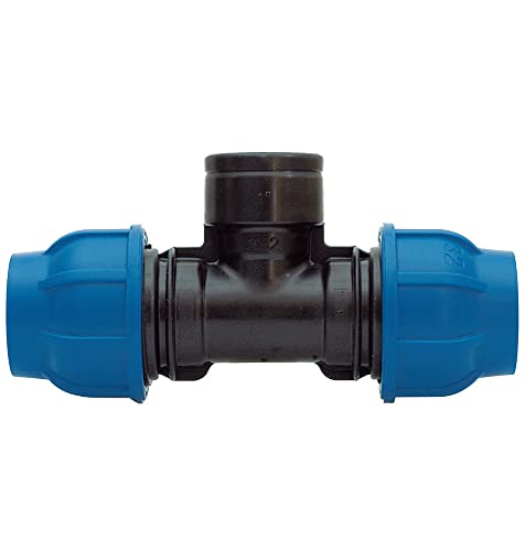 PP-Fitting 50mm T-Stück mit 2" Innengewinde - PE Rohr - IG Abzweigung PE Verschraubung Klemmverbinder PN16, DVGW von AkvoDrip