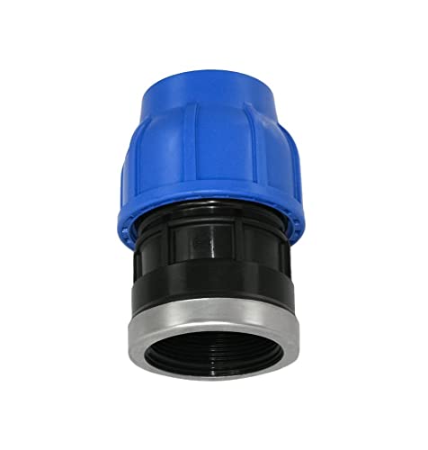 PP-Fitting 50mm x 2" IG-Anschluss Klemmverbinder - PE Rohr - 50er PE Verschraubung Adapter mit 2 Zoll Innengewinde, DVGW von AkvoDrip